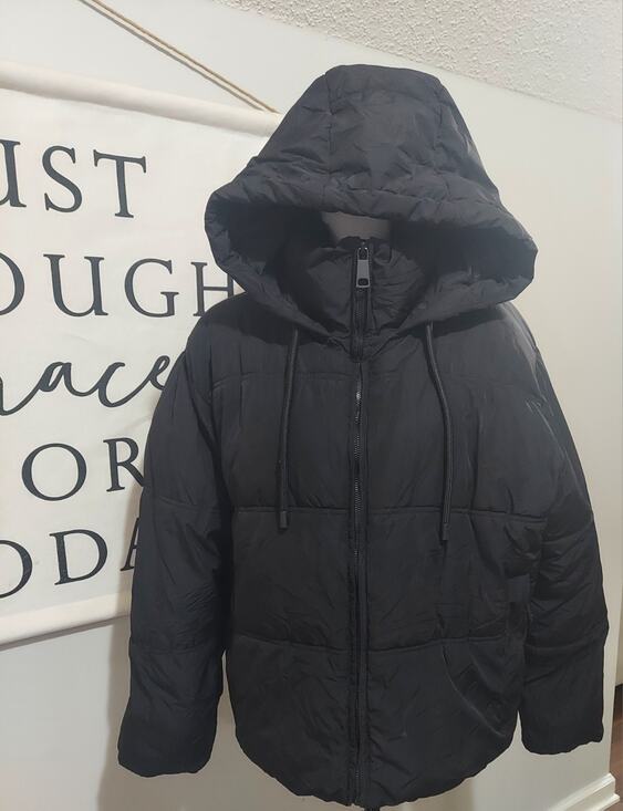 Zara Jackets & Blazers - Zara Women's M Black Hooded Puffer Jacket Coat Heavy Quilted Streetwear Full Zip